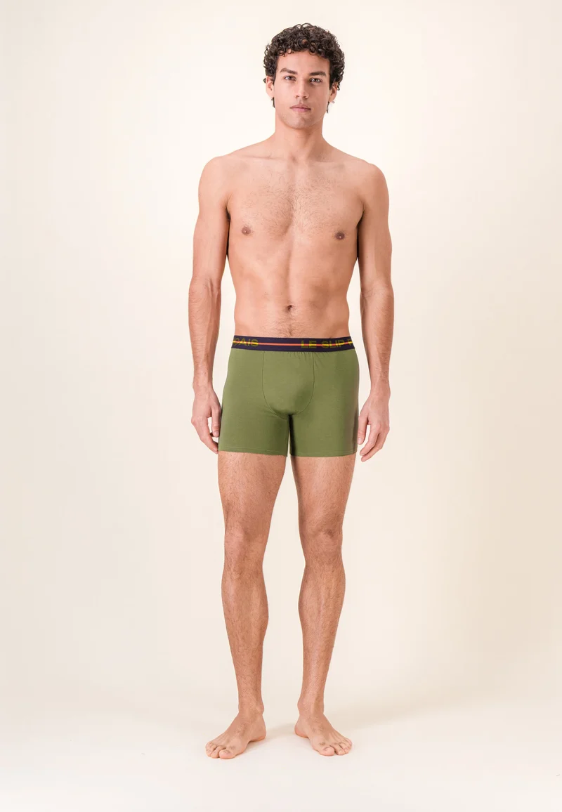 Boxer long vert en coton - Redoutable Long Kaki Veronese