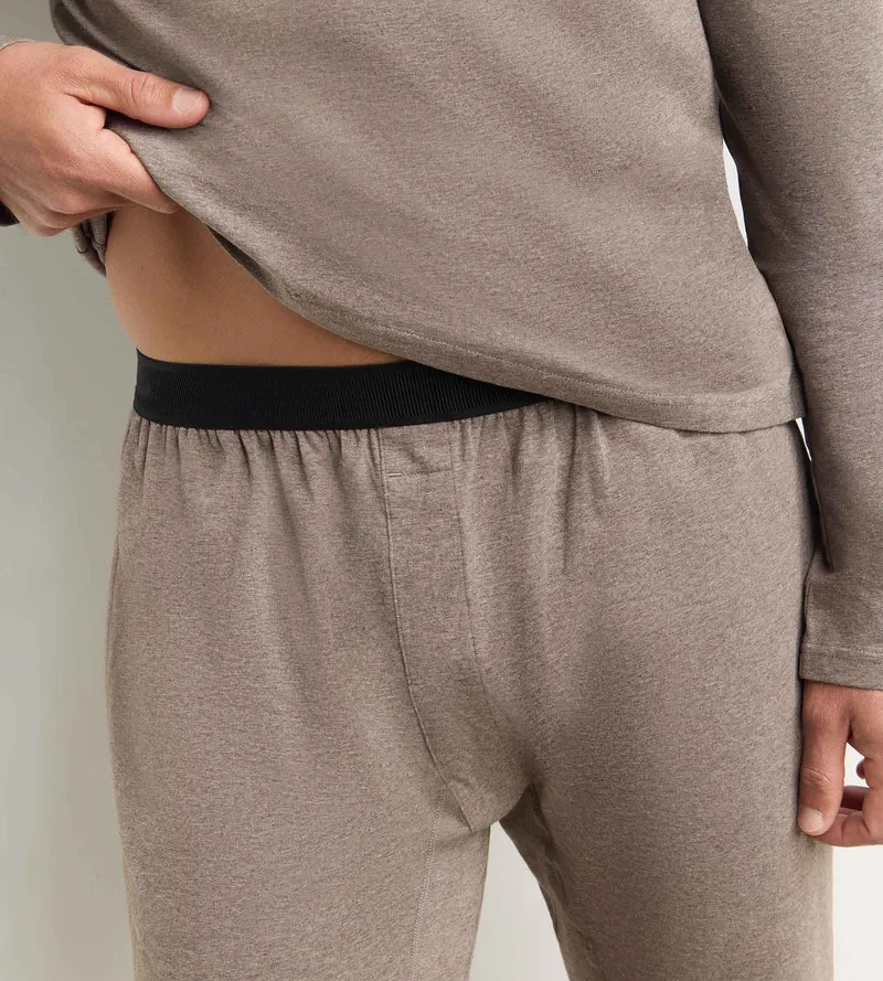 Ensemble pyjama pantalon homme marron mélange Dim Jersey Elastane