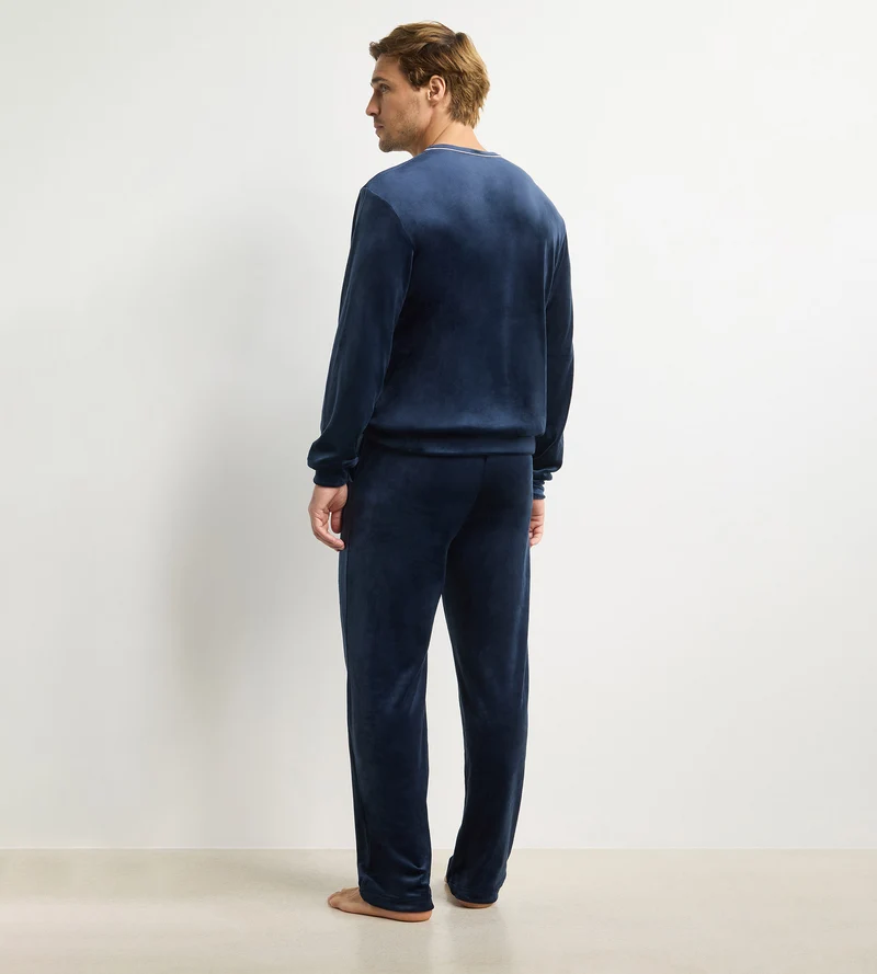 Haut homme manches longues col rond bleu marine Dim Chenille