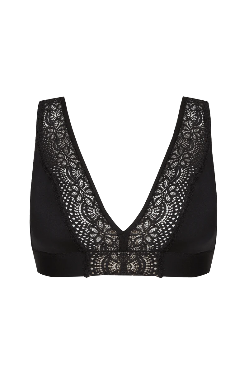 Soutien-gorge foulard sans armatures en dentelle et en microfibre L'irrésistible - Noir