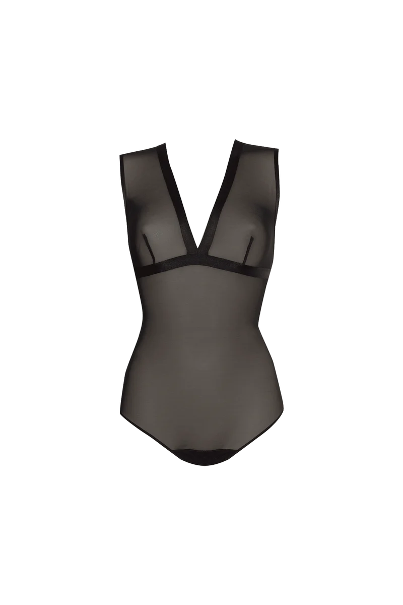 Body en tulle sans manches Tulle Design - Noir