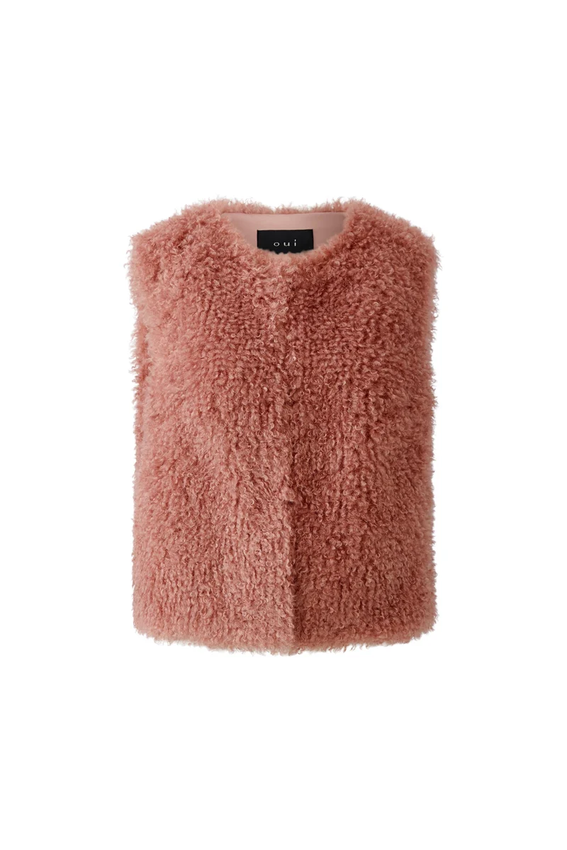 Veste courte sans manches à texture bouclée