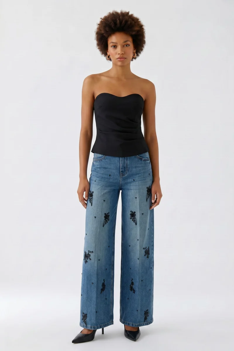 Haut bustier drapé à encolure cœur
