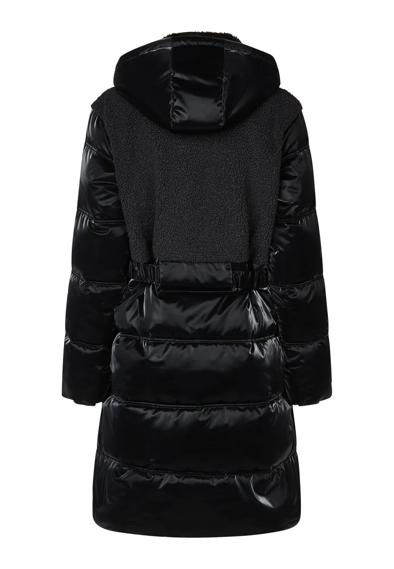 Manteau long matelassé à texture bouclée