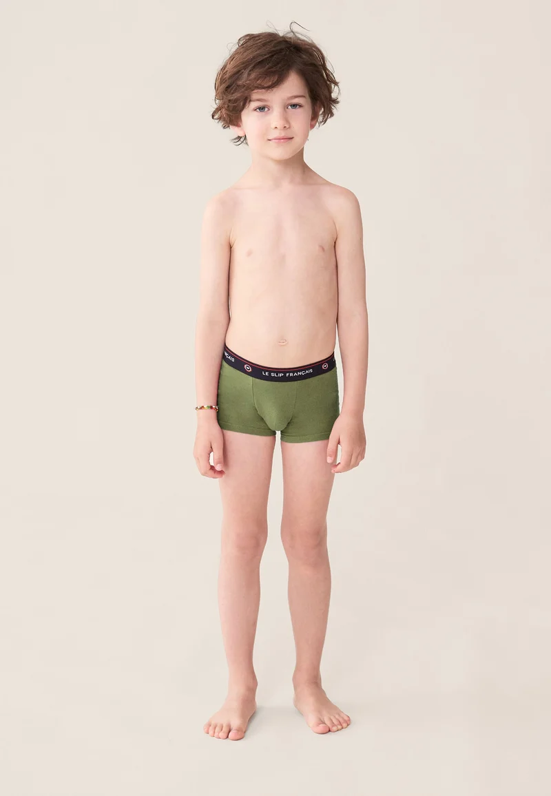 Boxer enfant vert en coton - Petit Joseph Kaki Veronese
