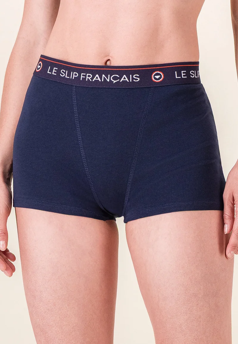Lot de 2 culottes boxers femme en coton - Culottes Boxers Marine