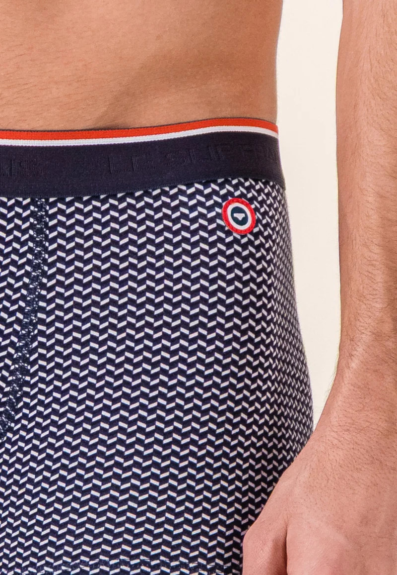 Lot de 3 boxers en coton - Boxers Chevron Marine Blanc
