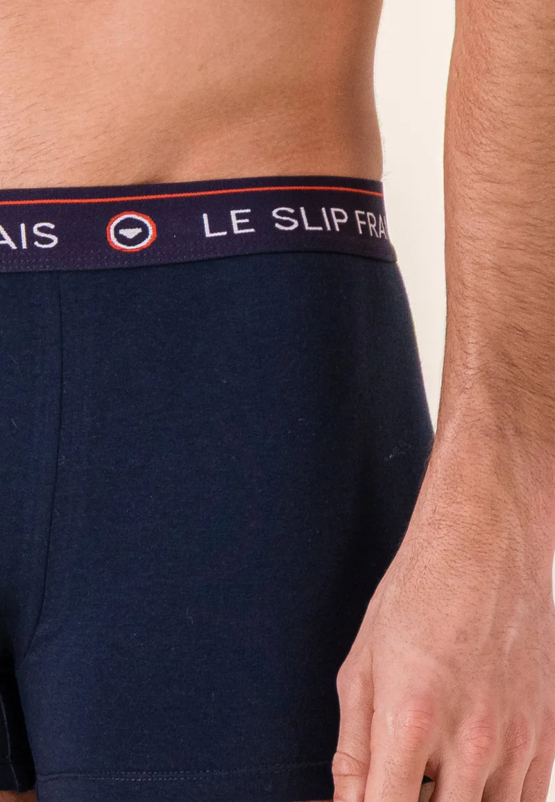 Lot de 3 boxers en coton - Boxers Chevron Marine Blanc