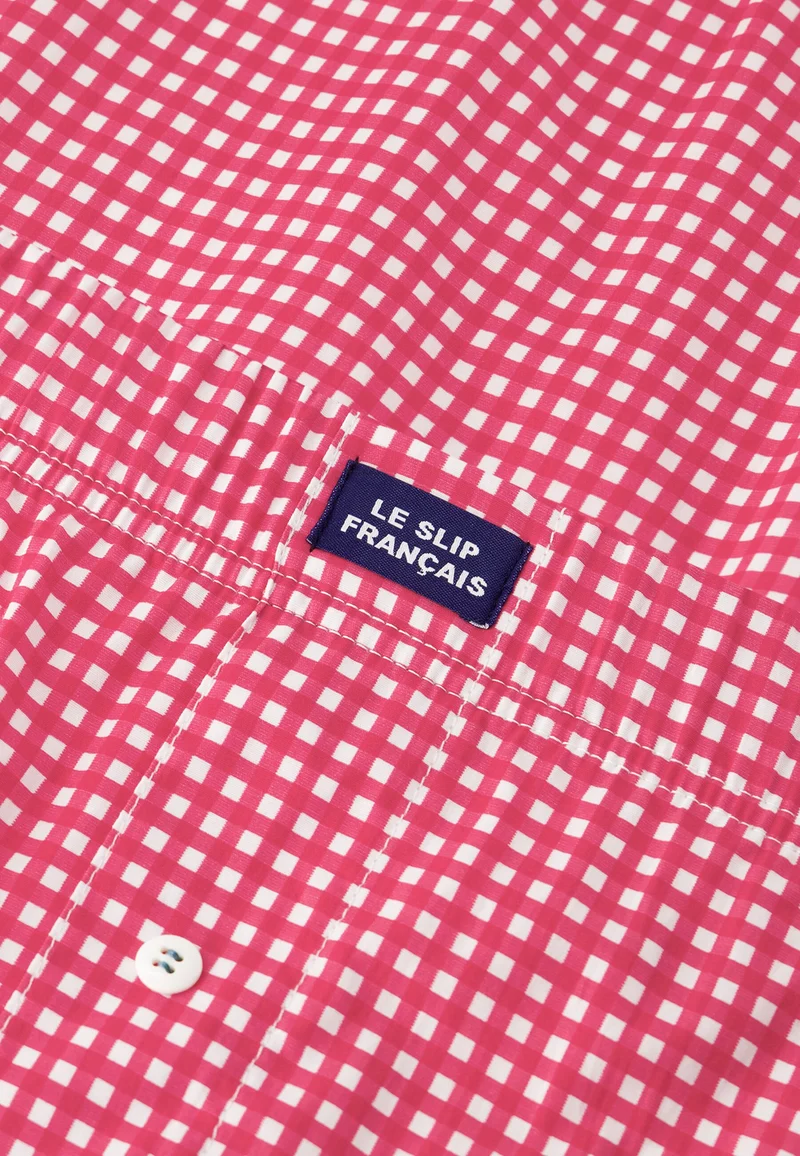 Caleçon à carreaux rose en coton - Jacques Vichy Rose Cerise