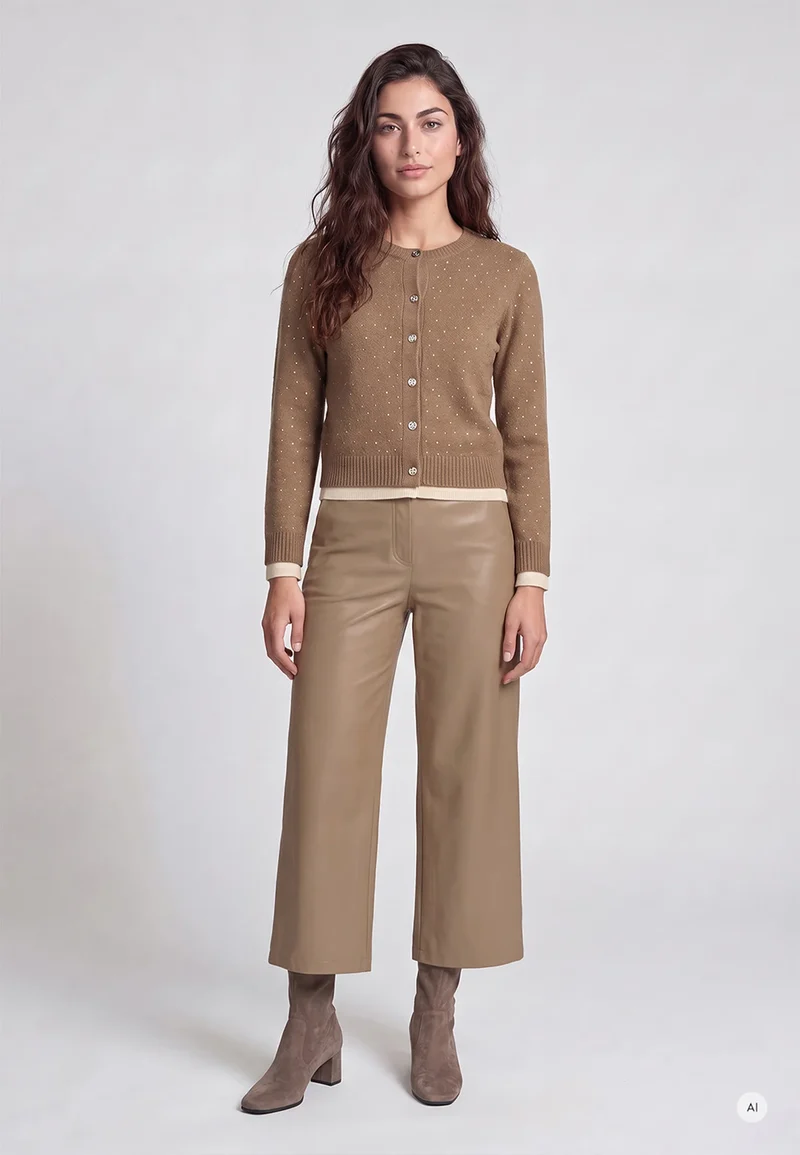 Pantalon taille haute en faux cuir