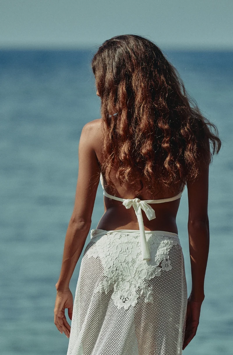 Haut de maillot brassière push-up Céleste blanc