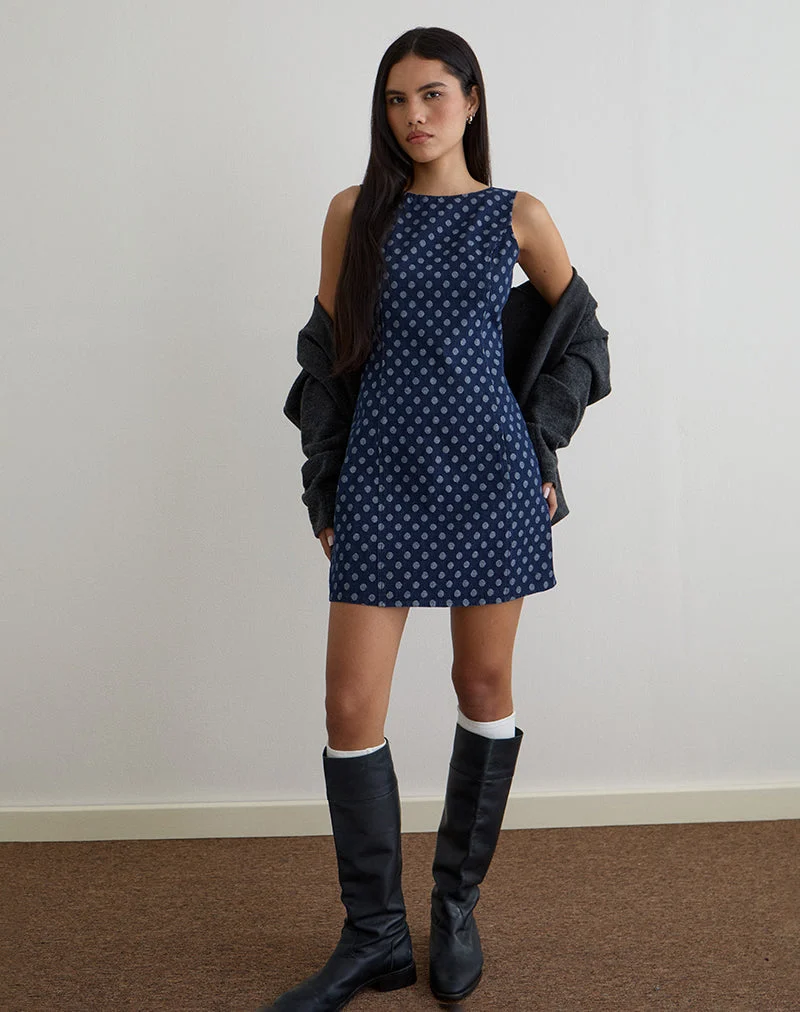 Ayura Dress in Polka Chambray Indigo