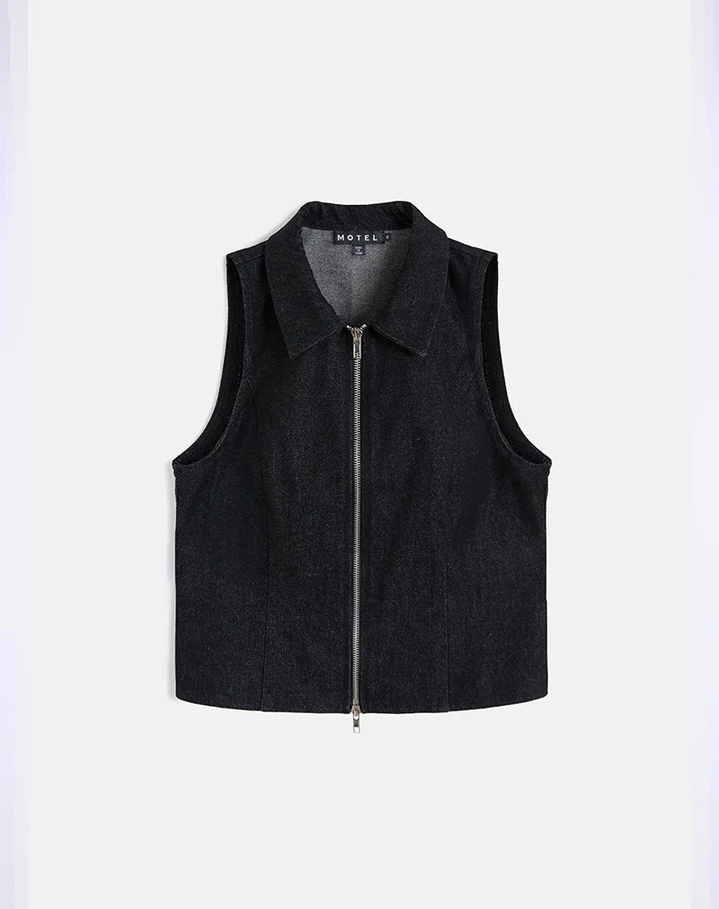 Gilet Janae en Denim Black Wash