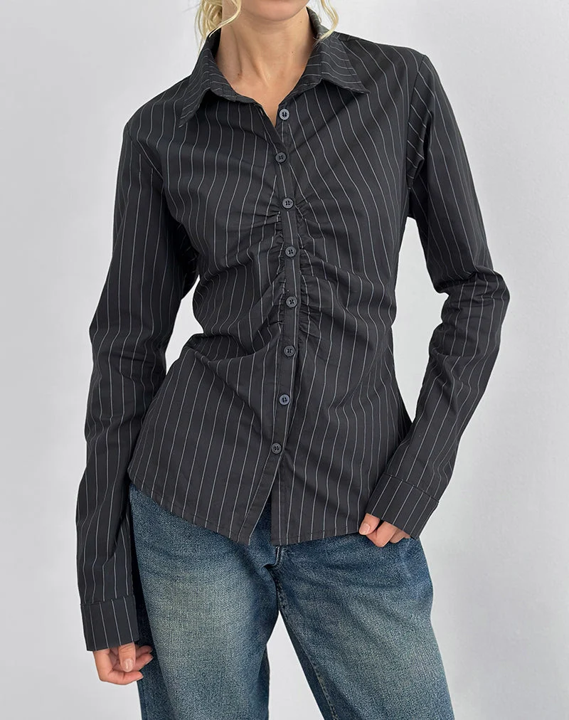 Chemise ajustée Tarsi, Mono Pinstripe Grey