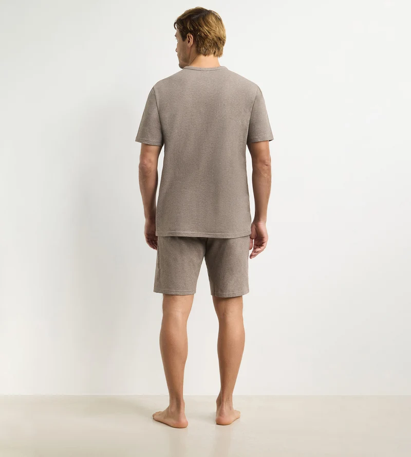 Ensemble pyjama short homme marron mélange Dim Jersey Elastane