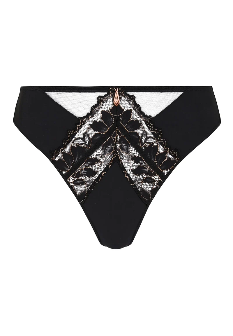 Tanga Mélodie Noir & Lurex Cuivré