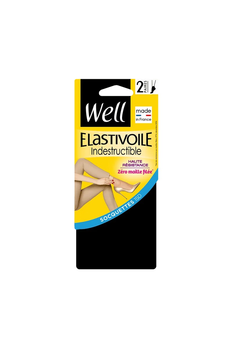 Lot de 2 paires de Socquettes Transparentes 15D Elastivoile Indestructible - Noir