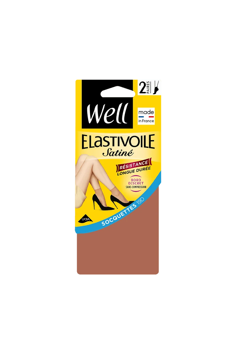 Lot de 2 paires de Socquettes Transparentes 19D Elastivoile Satiné - Ibiza