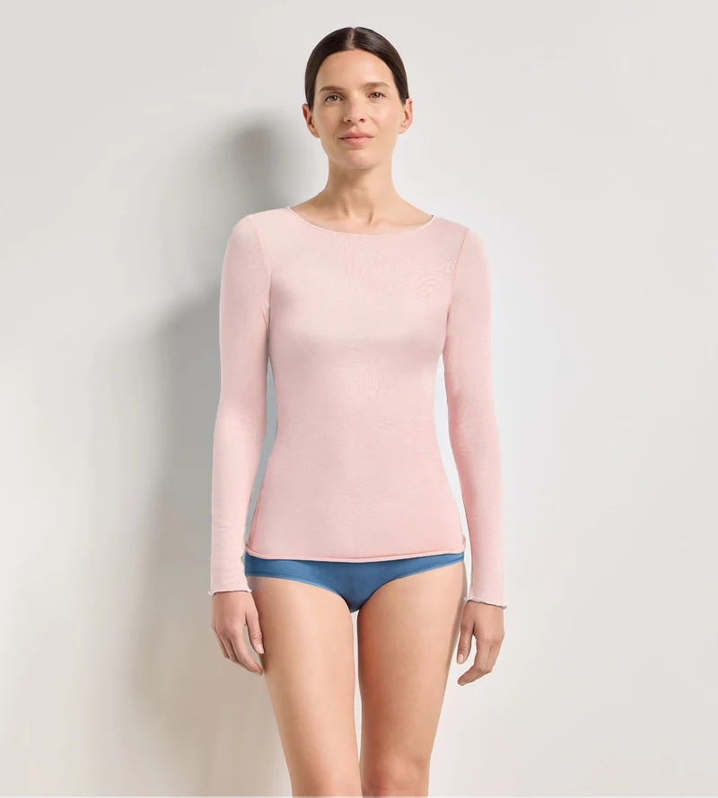 T-shirt col rond bleu satin Thermal Light
