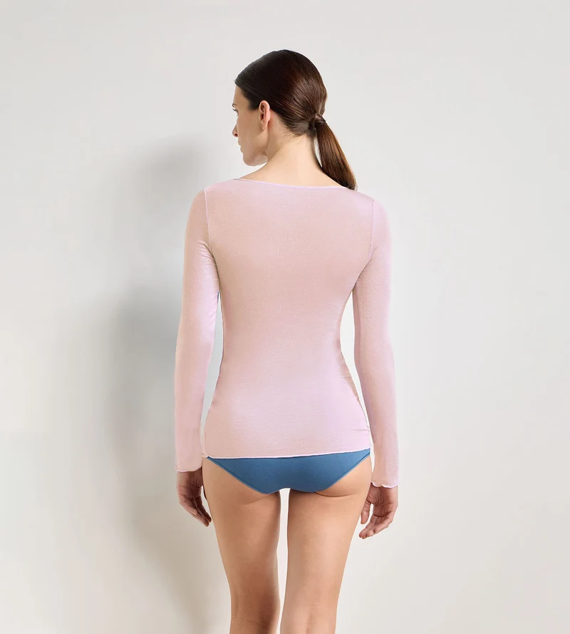 T-shirt col rond bleu satin Thermal Light