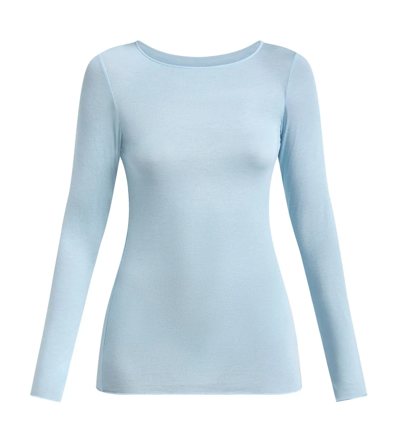 T-shirt col rond bleu satin Thermal Light