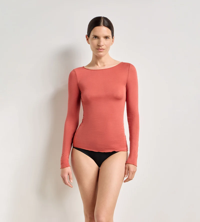 T-shirt col rond cannelle épicée Thermal Light