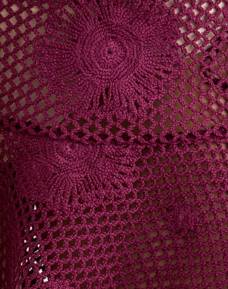 Mini-jupe Miki en maille crochetée couleur Zinfandel