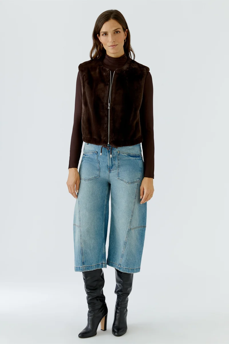 Veste sans manches duveteuse à glissière