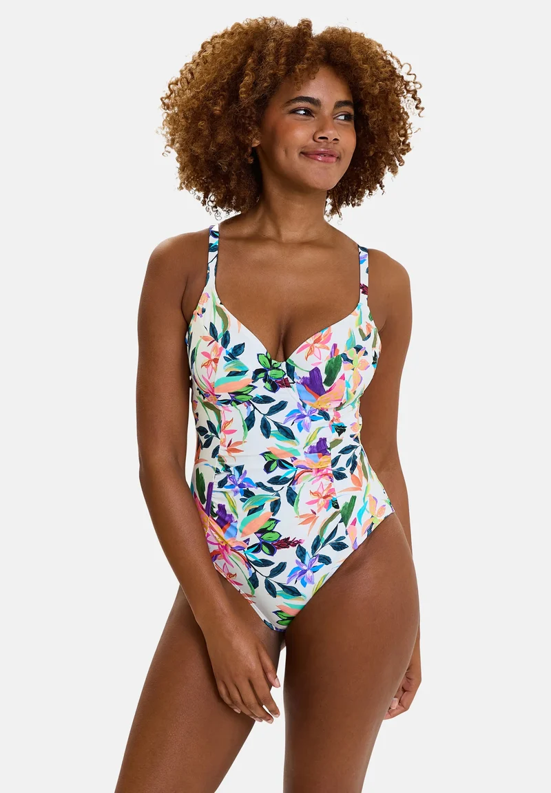Maillot de bain une pièce Barbade Paradis Tropical Blanc