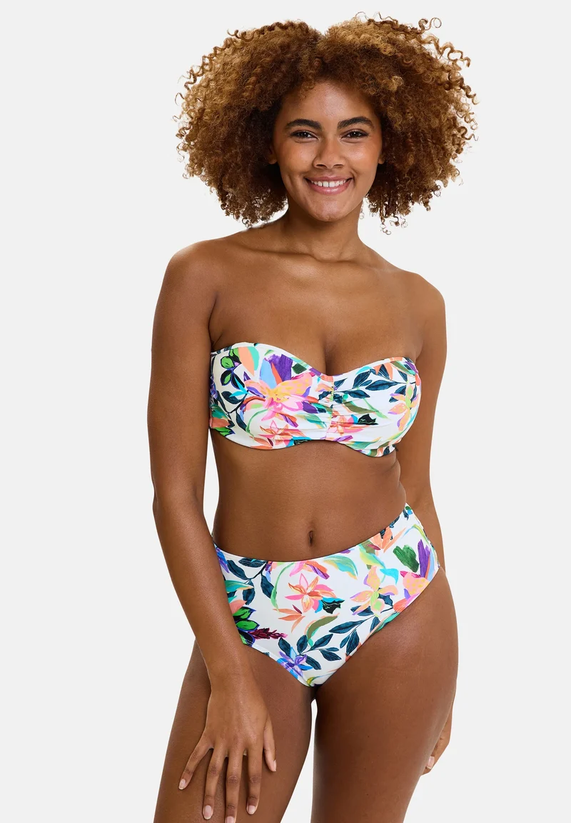 Culotte de bain taille haute Barbade Paradis Tropical Blanc