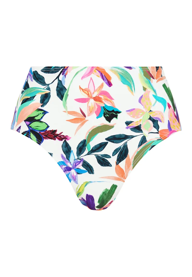 Culotte de bain taille haute Barbade Paradis Tropical Blanc