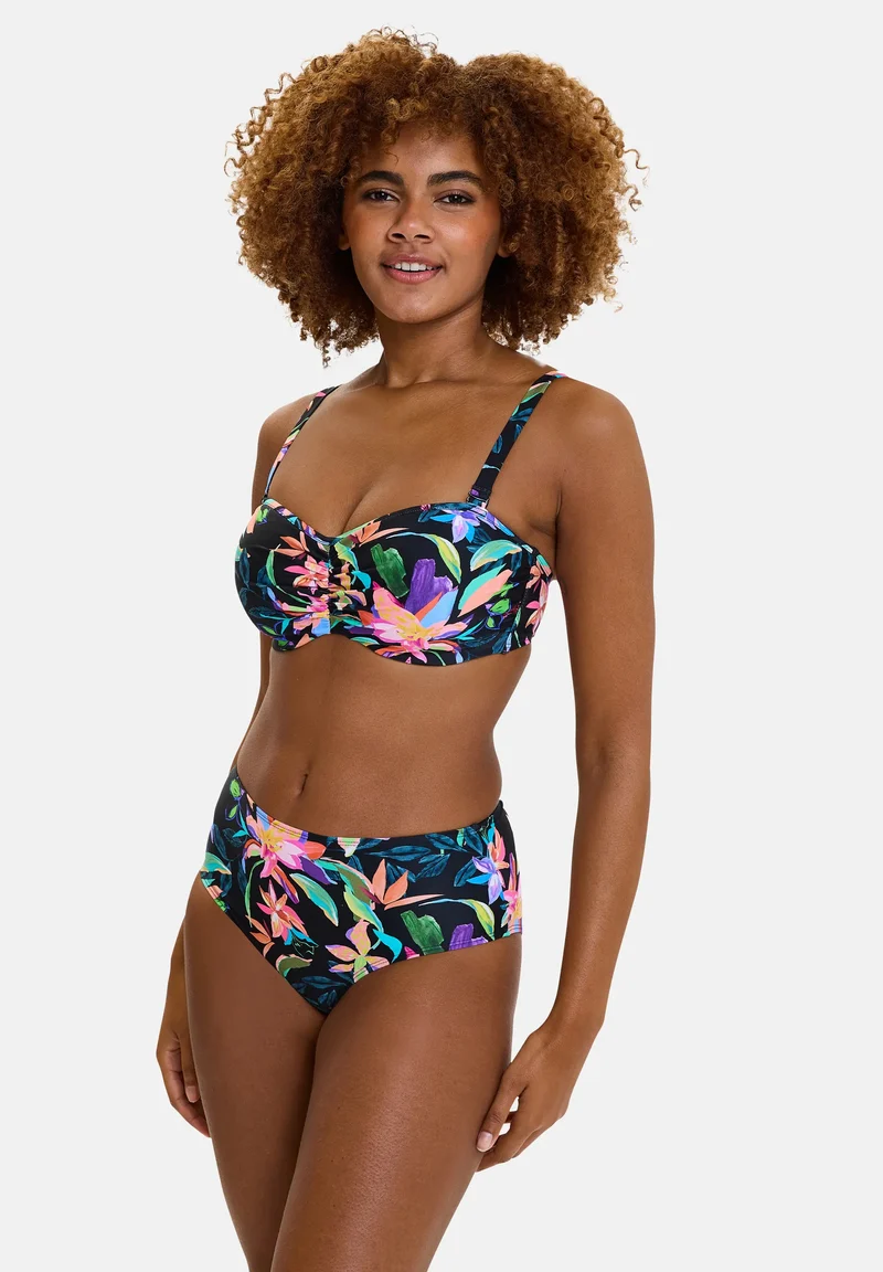 Culotte de bain taille haute Barbade Paradis Tropical Noir