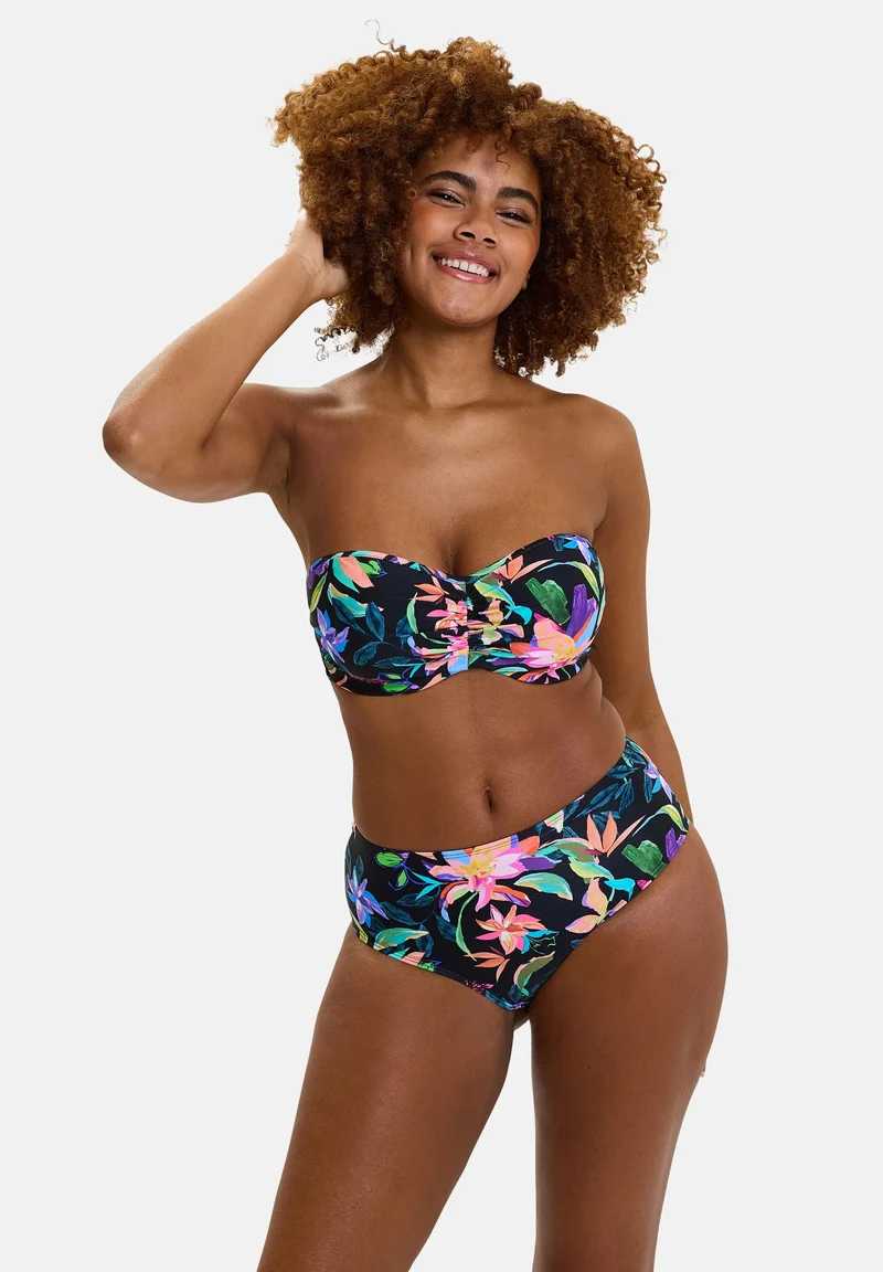 Culotte de bain taille haute Barbade Paradis Tropical Noir
