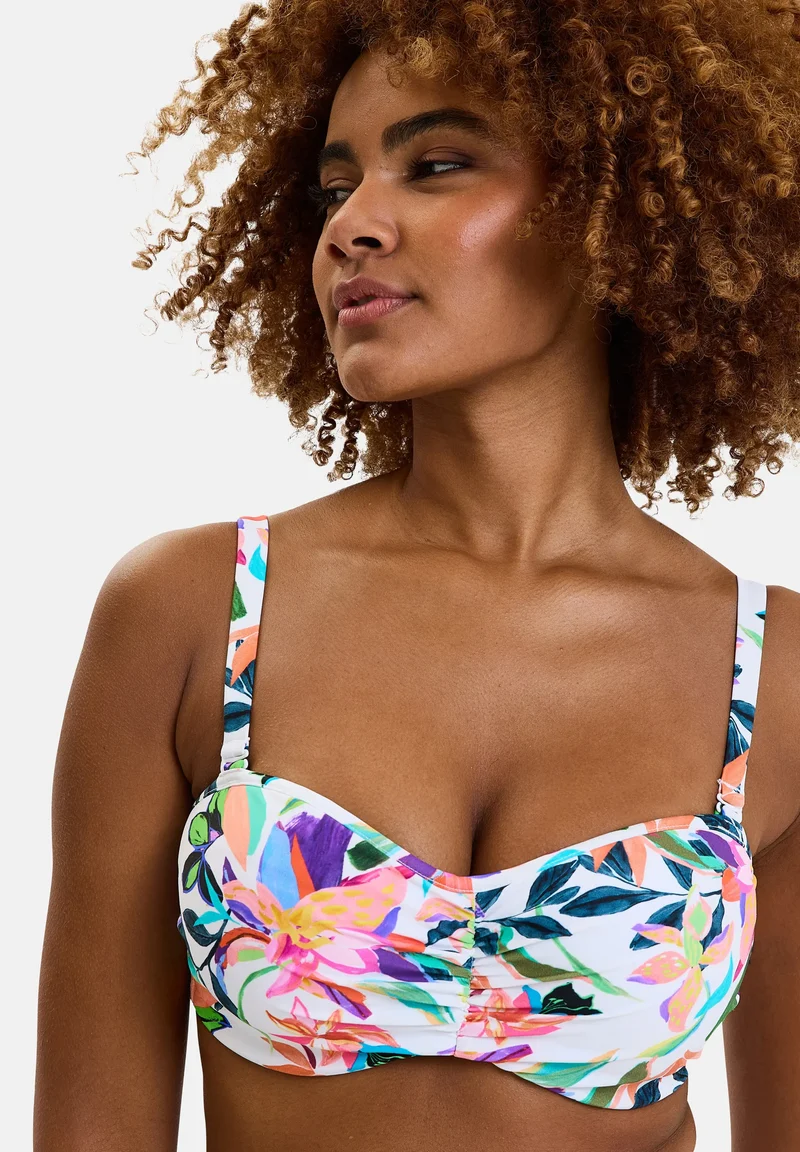 Haut de maillot de bain bandeau avec armatures Barbade Paradis Tropical Blanc