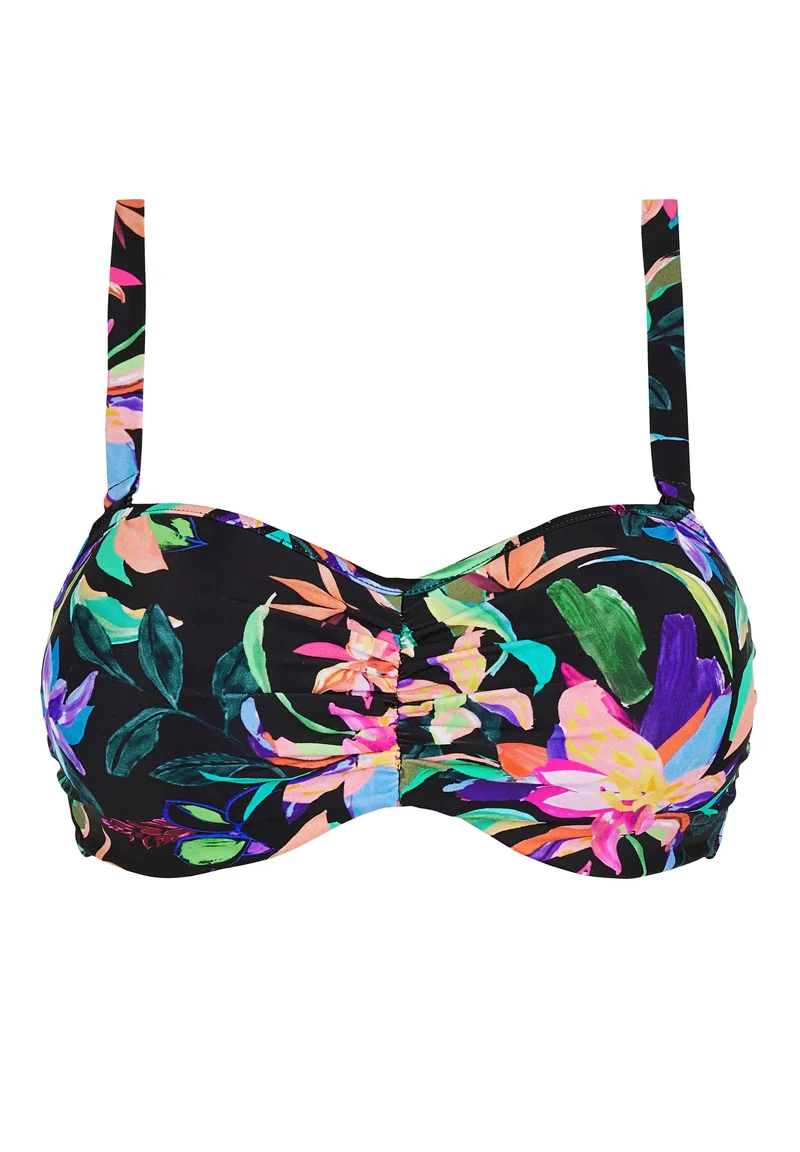 Haut de maillot de bain bandeau avec armatures Barbade Paradis Tropical Noir