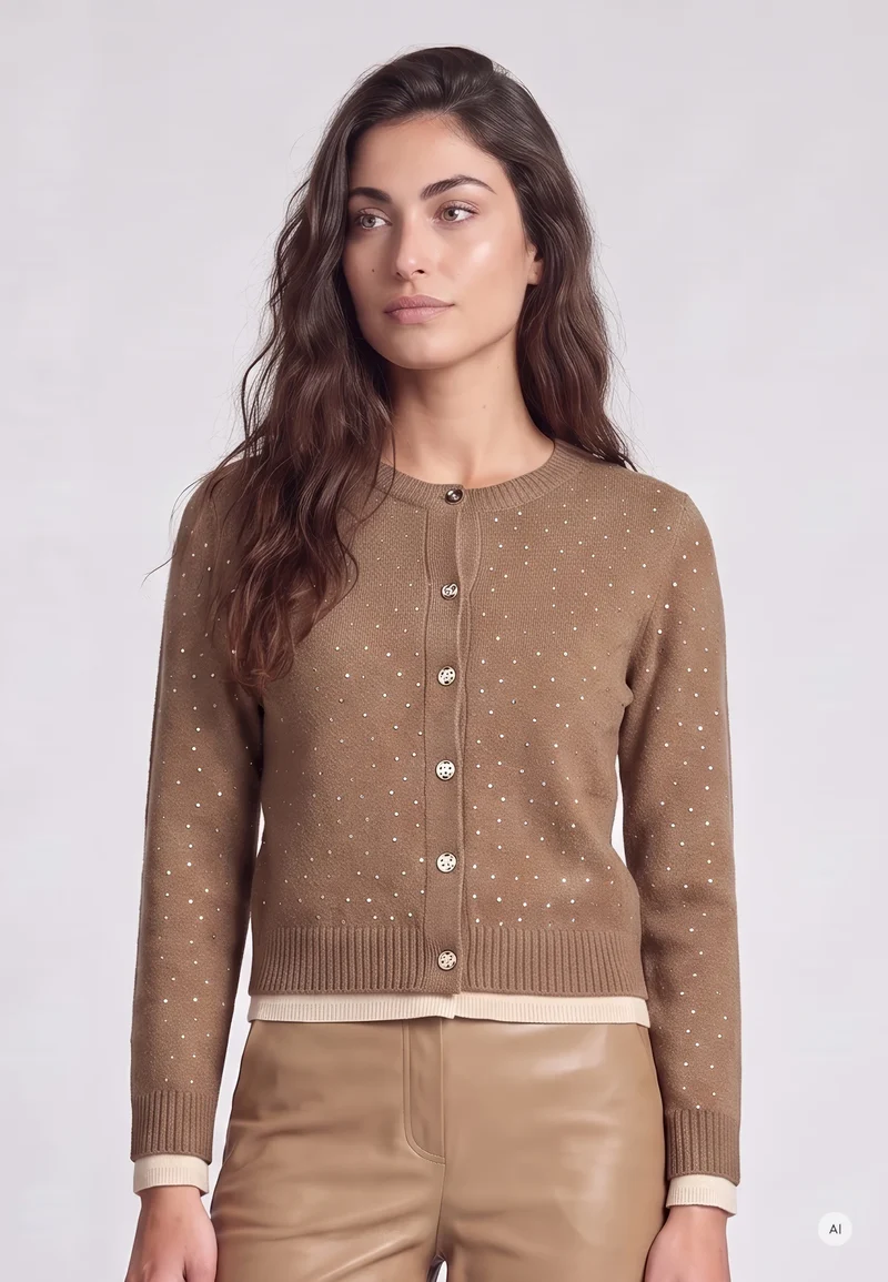 Cardigan scintillant à effet superposé