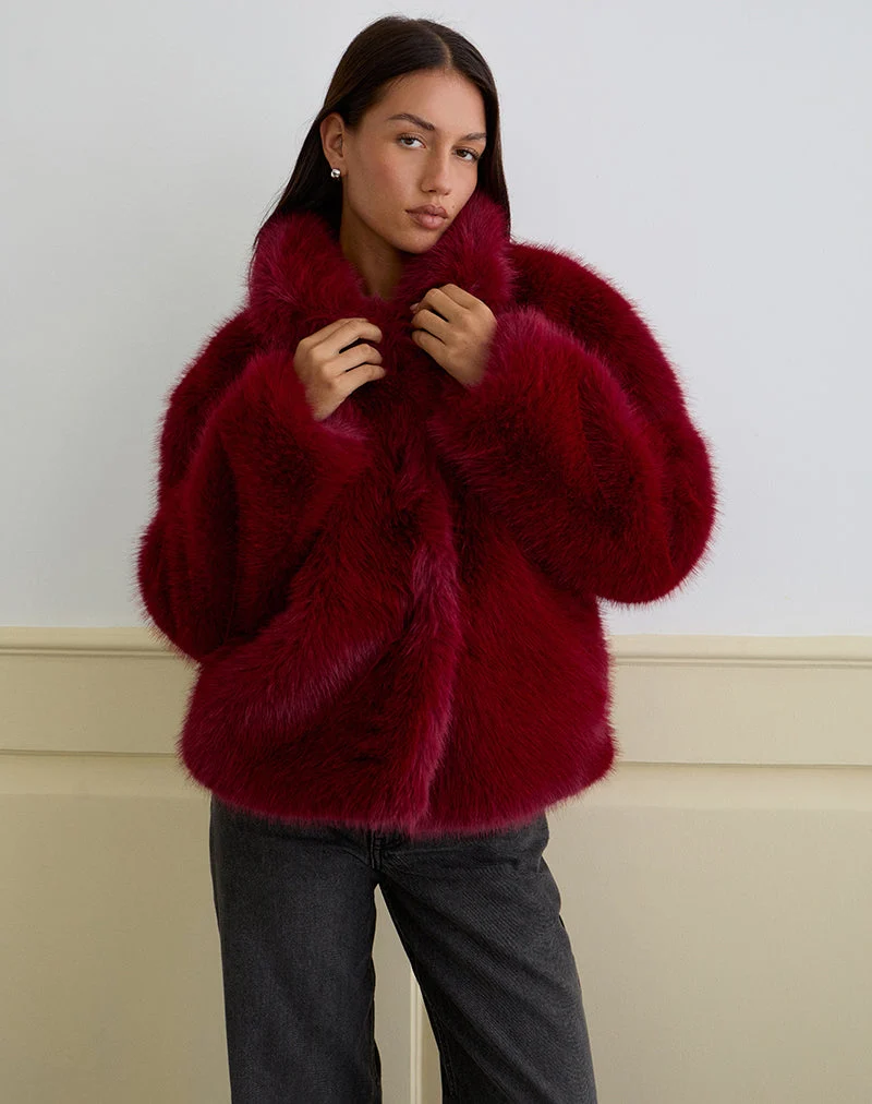 Veste Joji en fausse fourrure Cherry