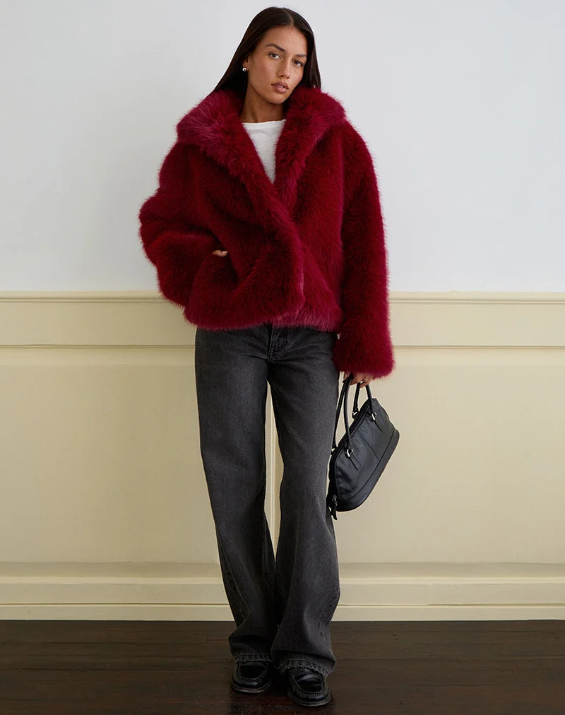 Veste Joji en fausse fourrure Cherry