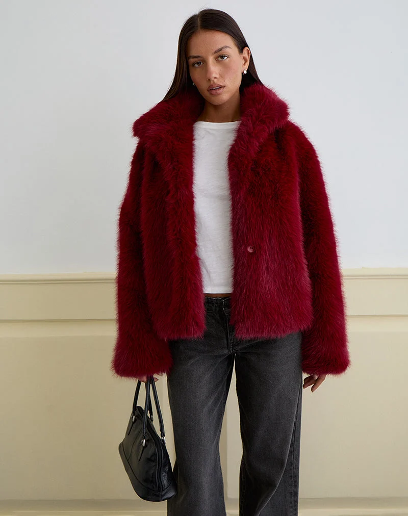 Veste Joji en fausse fourrure Cherry
