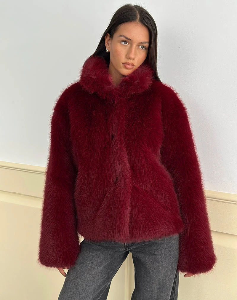 Veste Joji en fausse fourrure Cherry