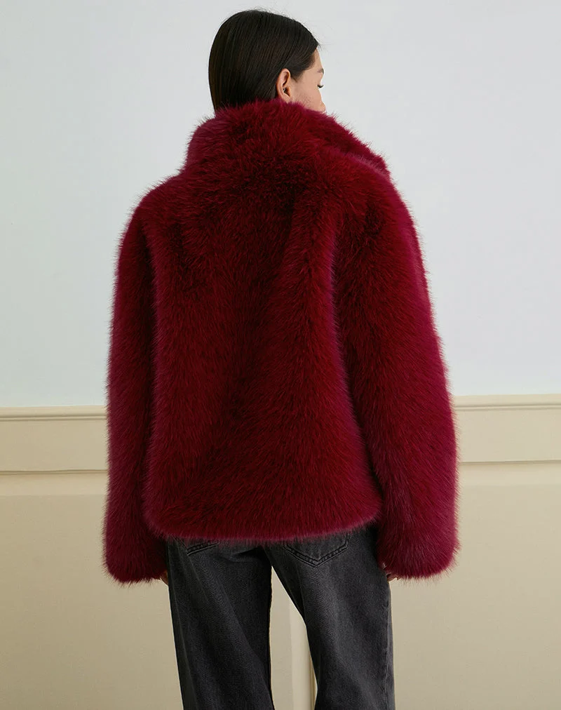 Veste Joji en fausse fourrure Cherry