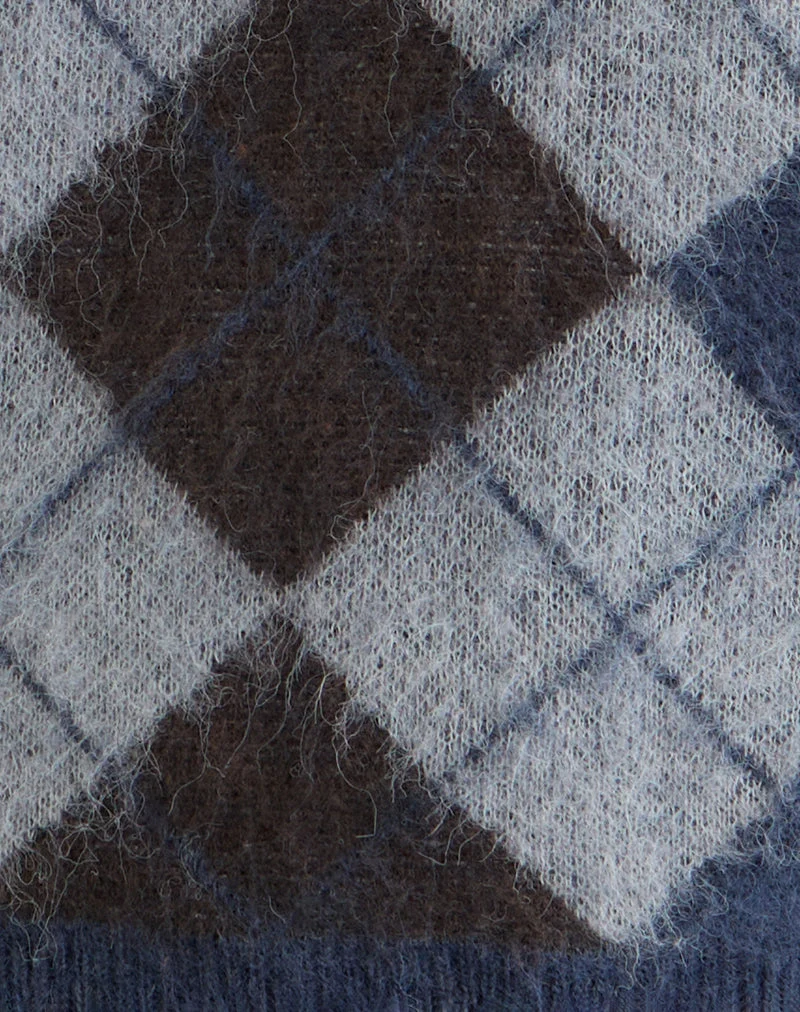 Pull Louna en tricot à carreaux argyle Navy