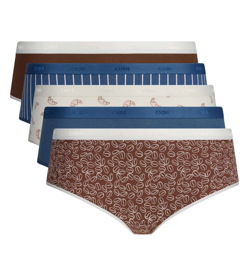 Lot de 5 shortys délice café Les Pockets Coton