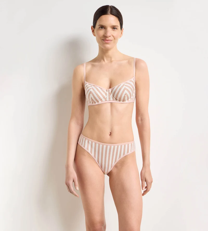 Tanga imprimé crème rose Dim x Ines de la Fressange