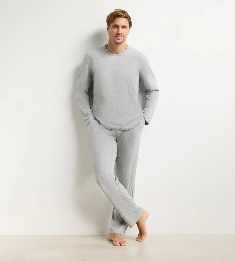Ensemble pyjama pantalon homme gris mélange Dim Jersey