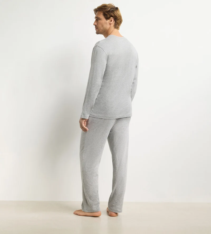 Ensemble pyjama pantalon homme gris mélange Dim Jersey