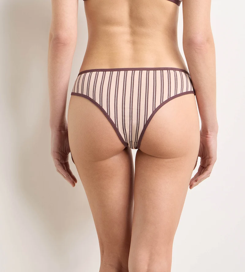 Tanga imprimé brun rose Dim x Ines de la Fressange