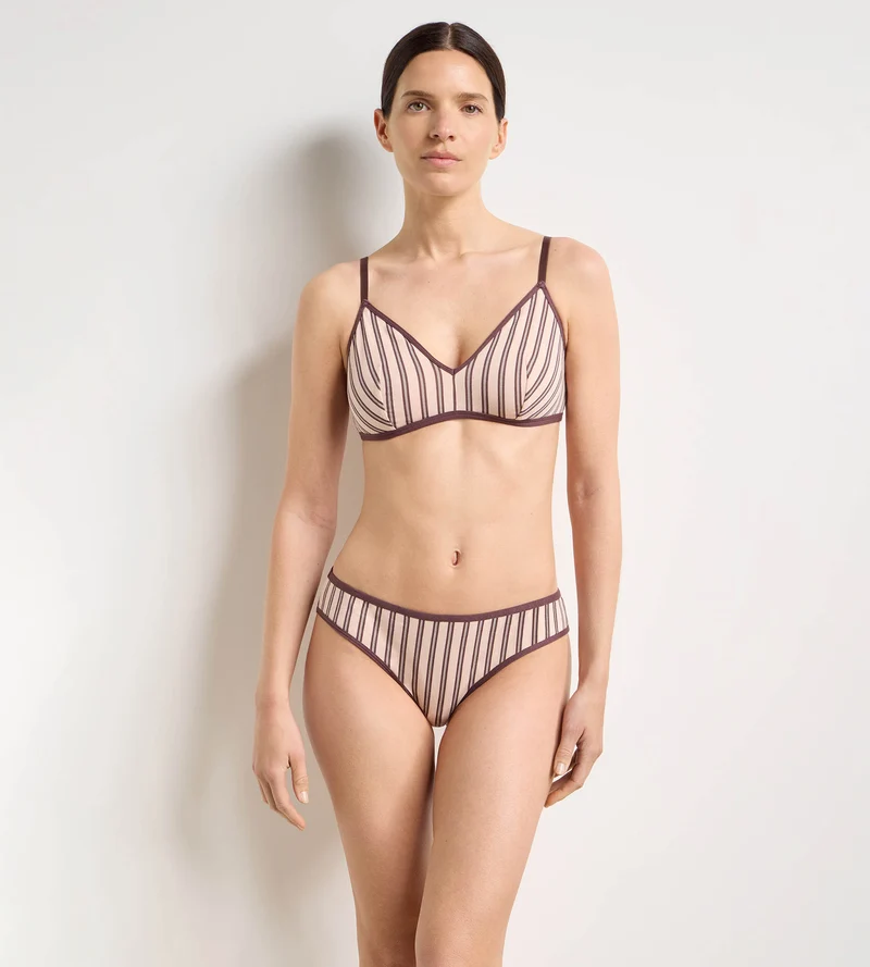 Tanga imprimé brun rose Dim x Ines de la Fressange