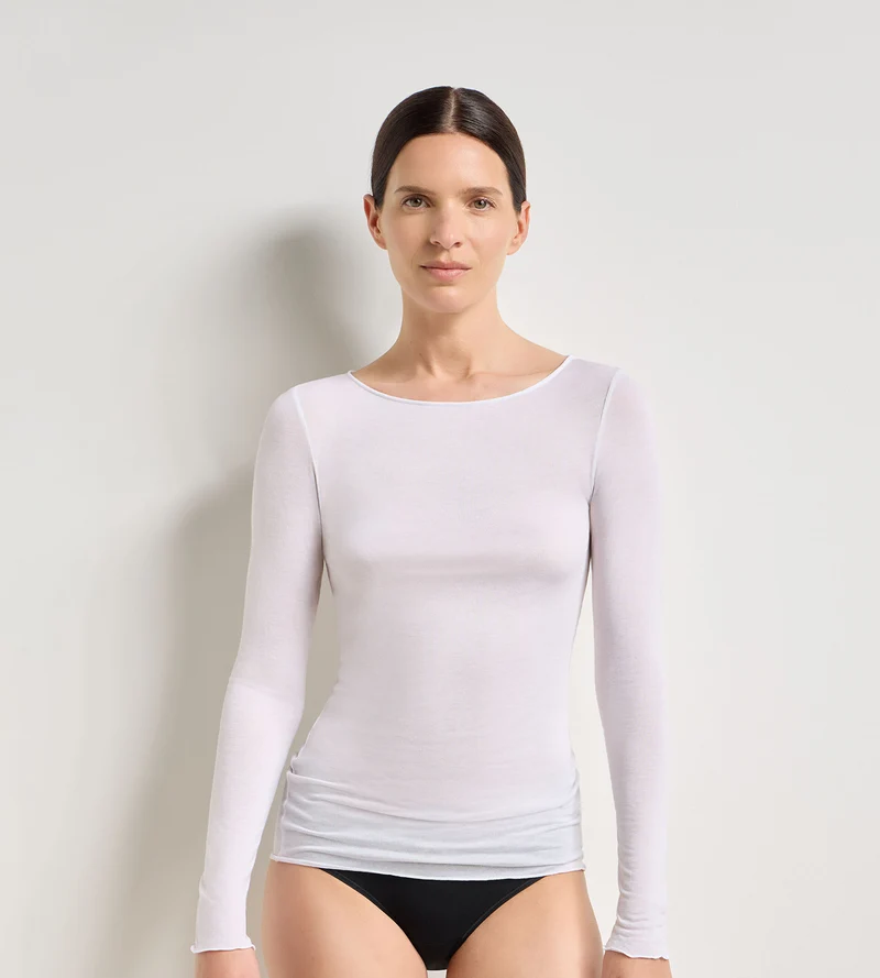 T-shirt col rond blanc Thermal Light