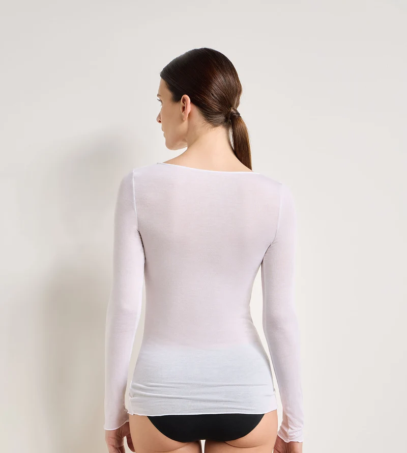 T-shirt col rond blanc Thermal Light